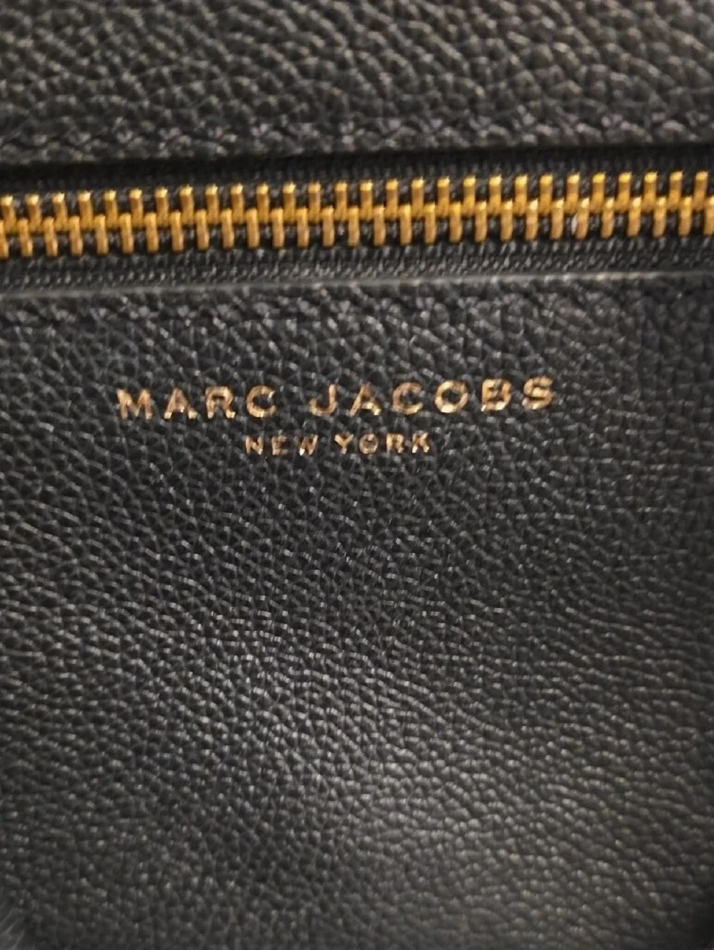 Marc Jacobs Black Leather Satchel with Gold Hardware